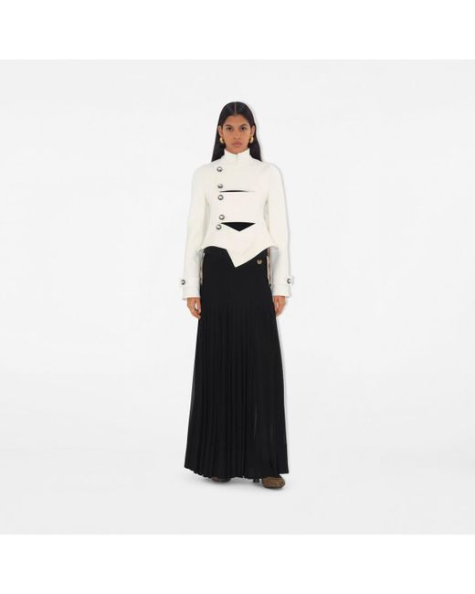 Burberry White Stretch Cotton Blend Tailored Jacket