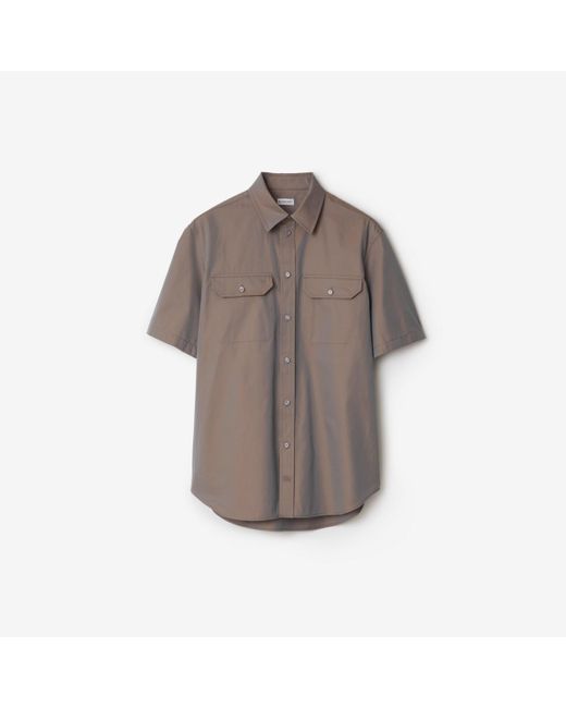 Burberry Brown Cotton Shirt for men