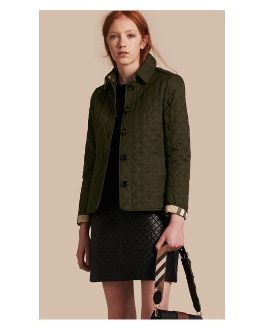 Burberry Green Diamond Quilted Jacket Dark Olive