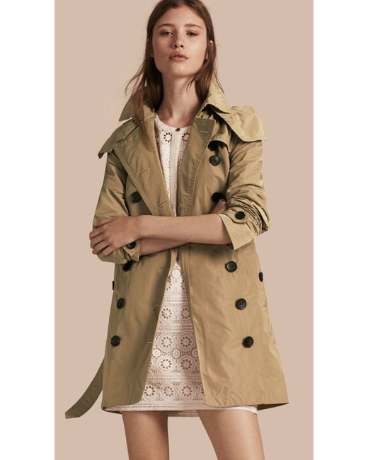 Burberry Taffeta Trench Coat With Detachable Hood Sisal in Natural | Lyst UK