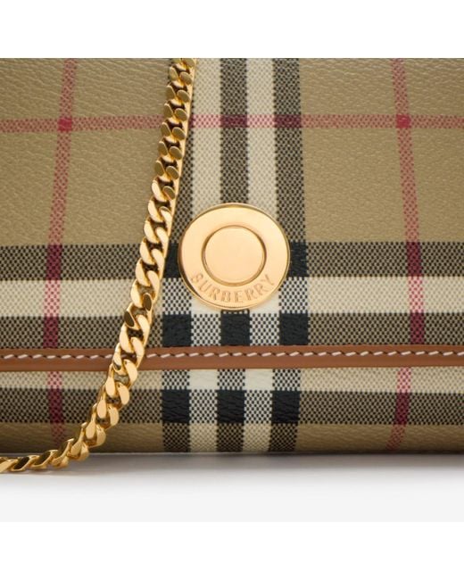 Burberry Metallic Check Chain Strap Wallet