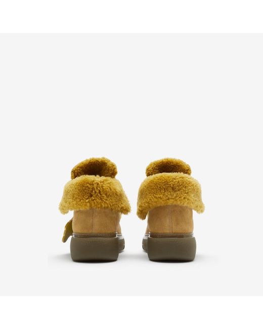 Burberry Shearling Creeper High Shoes in Yellow Lyst