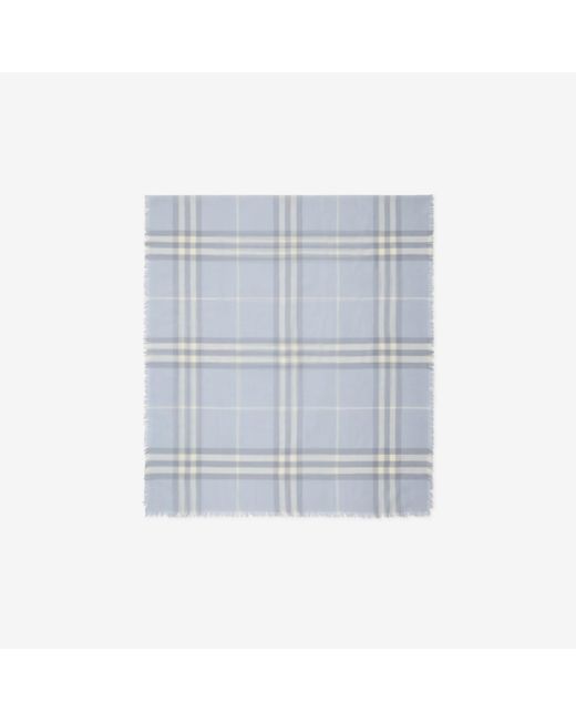 Burberry Blue Wide Check Wool Scarf