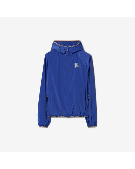 Burberry Blue Nylon Hooded Jacket for men