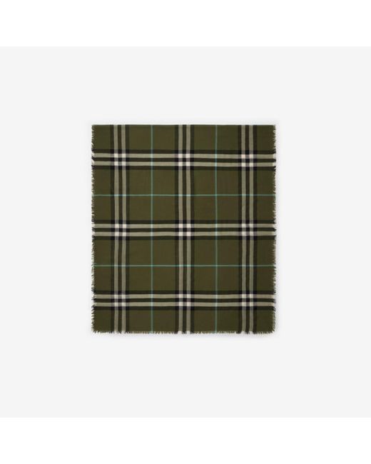 Wide Check Wool Scarf Burberry en coloris Green