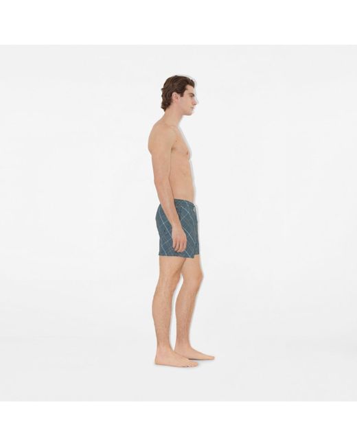Burberry Check Swim Shorts in Blue für Herren
