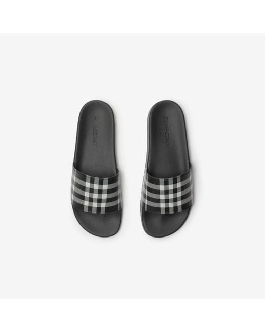 Burberry Black Check Slides for men