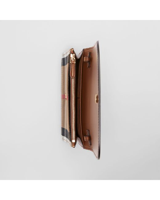 Burberry leather and house check wallet with detachable strap hotsell