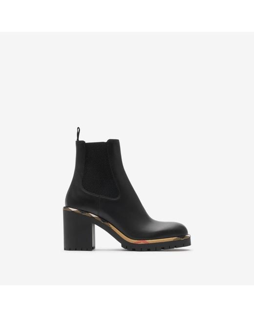 Burberry Black Leather Gravel Heel Chelsea Boots