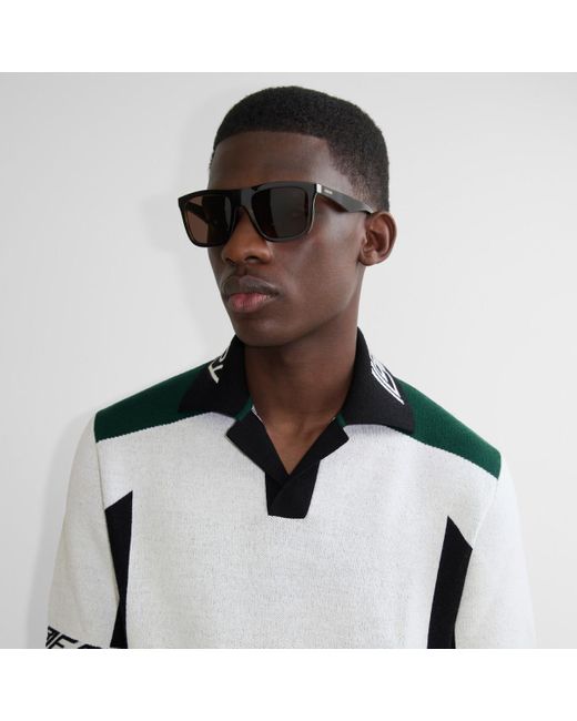 Burberry Black Embossed Check Square Sunglasses for men
