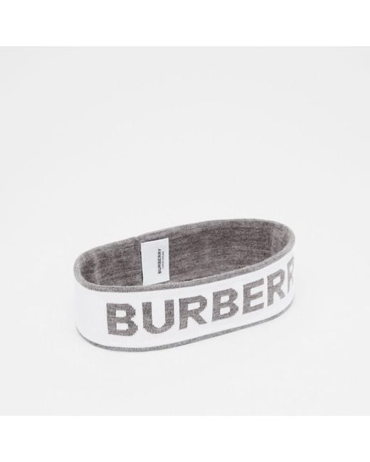 Burberry Gray Logo Intarsia Wool Blend Headband