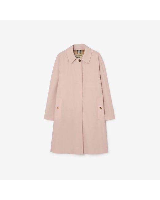 Burberry Pink Mid-Length Tropical Gabardine Camden Car Coat