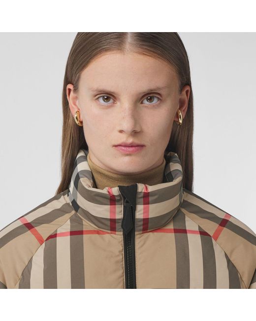 cropped check puffer jacket