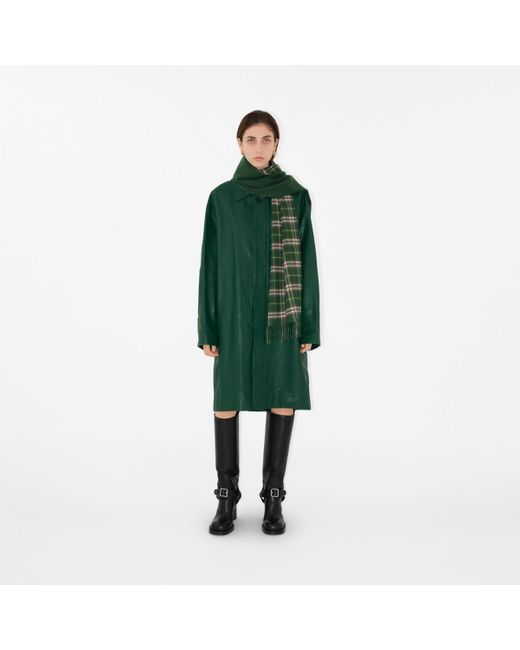 Burberry Green Reversible Check Cashmere Scarf