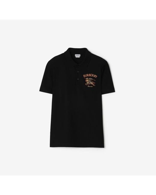 Burberry Black Knight Check Cotton Polo Shirt for men