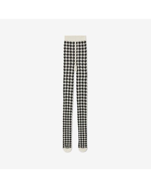 Burberry Black Houndstooth Cotton Blend Tights