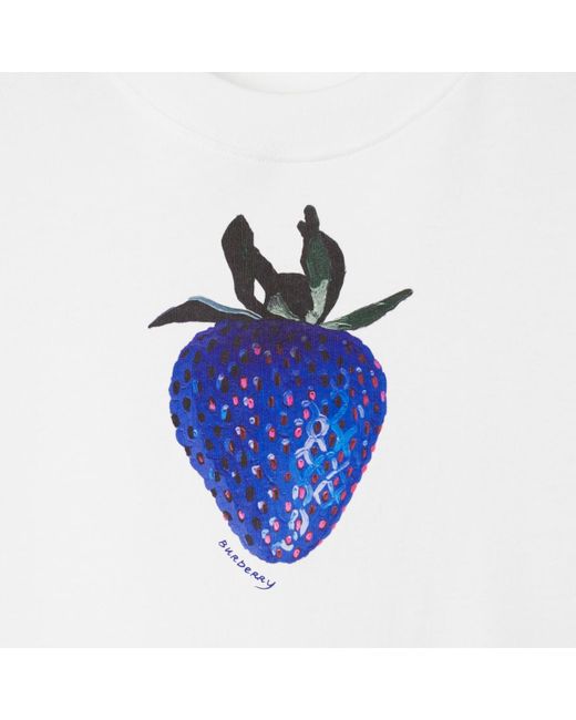Burberry Blue Strawberry Cotton T-shirt