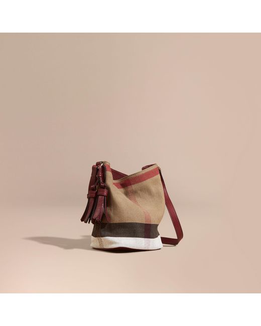 Burberry Multicolor The Small Ashby In Canvas Check And Leather