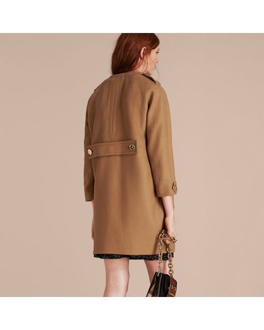 Burberry Technical Wool Cashmere Blend Collarless Coat | Lyst