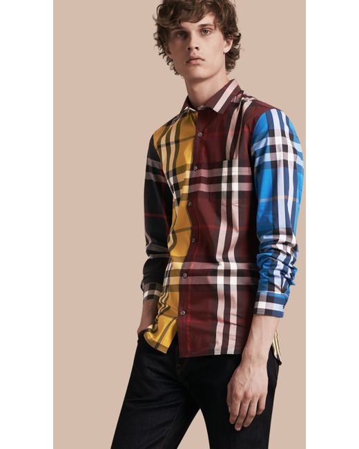 burberry color block shirt