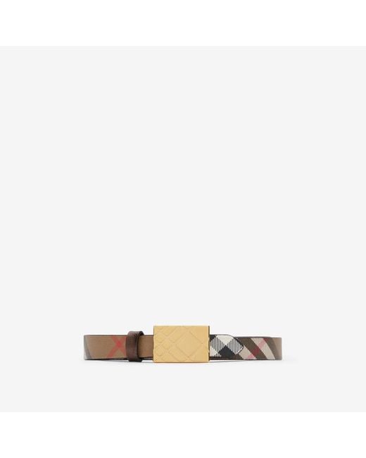 Burberry Natural Thin Reversible Engraved Check Belt