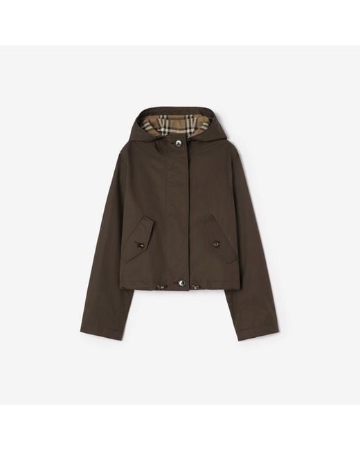Burberry Brown Cropped Tropical Gabardine Parka
