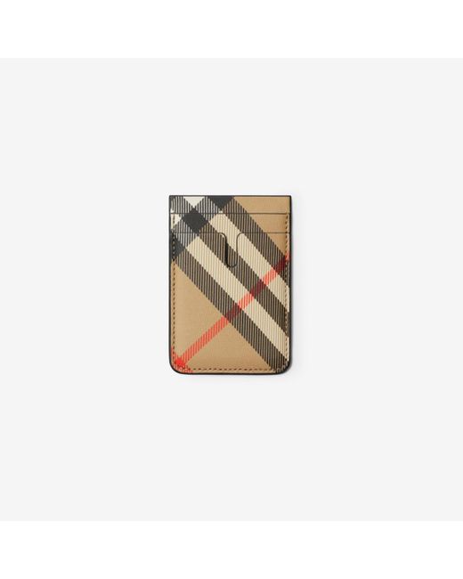 Burberry White Check Magnetic Card Case for men