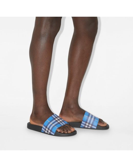 Burberry Blue Check Slides for men