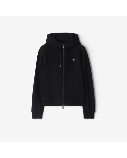 Burberry Black Knight Stamp Cotton Zip Hoodie