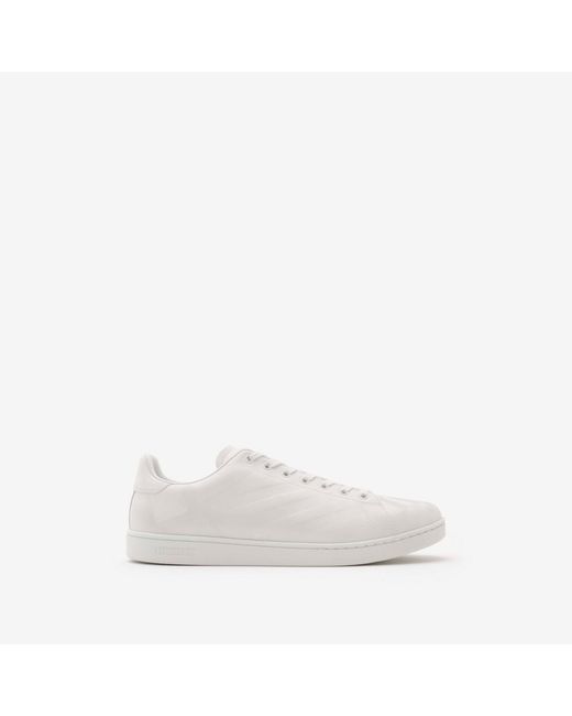 Burberry White Embossed Check Leather Set Sneakers for men