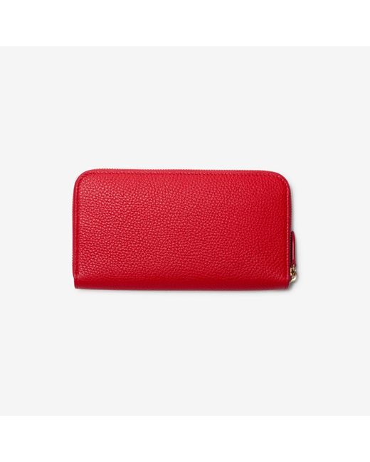 Burberry Red Large Leather Zip Wallet