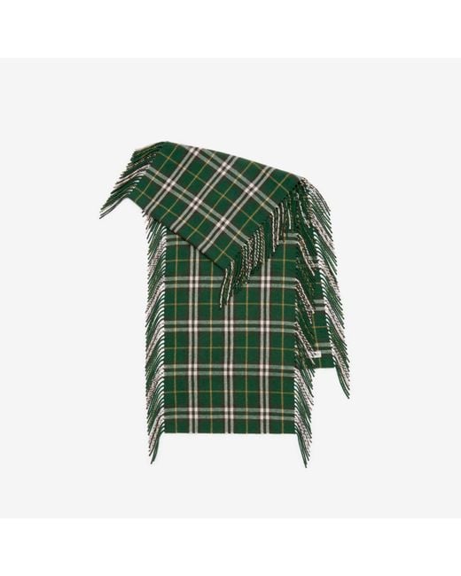 Burberry Green Check Cashmere Happy Scarf