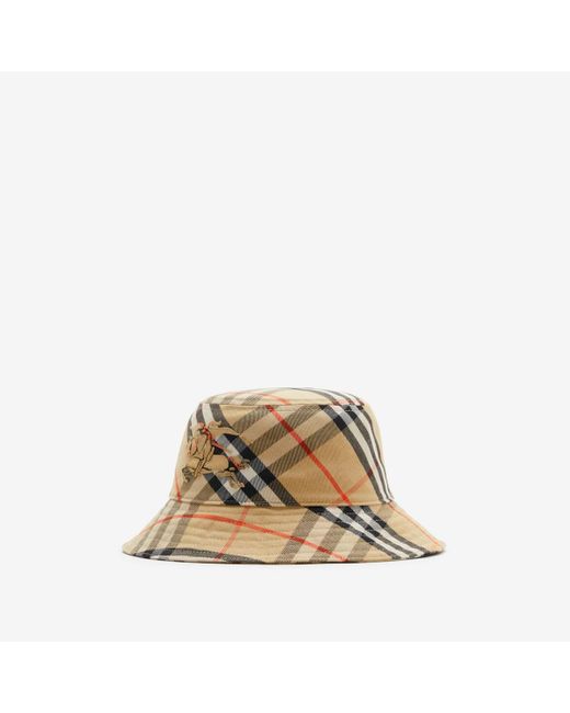 Burberry Natural Check Cotton Blend Bucket Hat for men