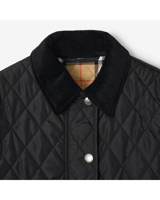 Cropped Quilted Nylon Jacket Burberry en coloris Black