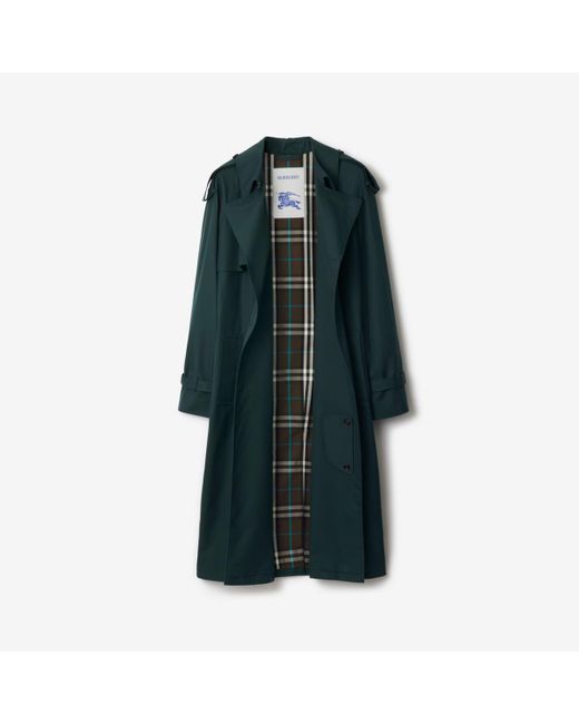 Burberry Green Long Cotton Blend Trench Coat for men