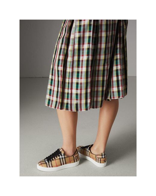 burberry vintage check and leather sneakers