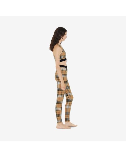 Burberry Natural Leggings aus Stretchjersey in Check