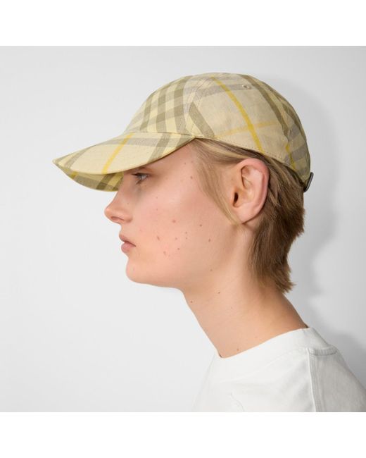 Burberry Natural Check Linen Baseball Cap for men