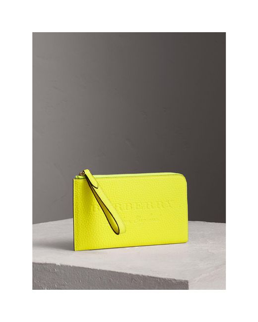 Money Pouch in Neon Leather Yellow
