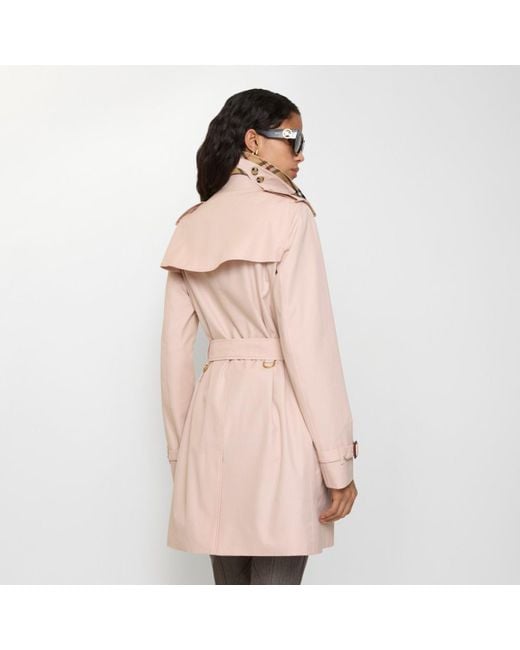 Burberry Pink Short Tropical Gabardine Kensington Trench Coat