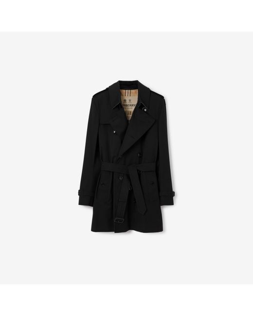 Burberry Black Short Kensington Heritage Trench Coat for men