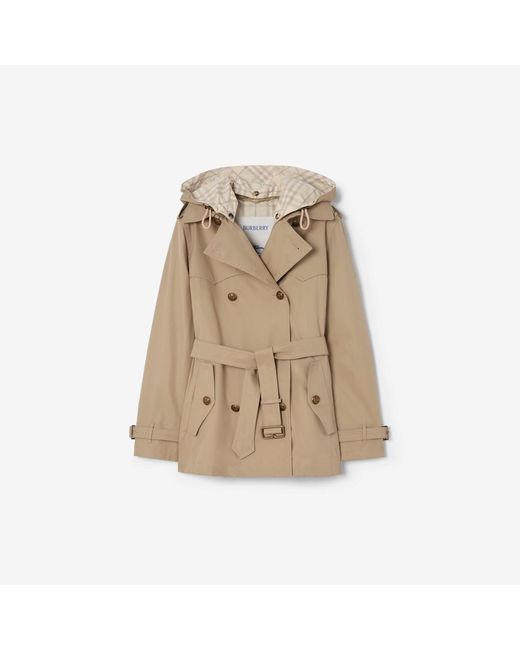 Burberry Natural Short Tropical Gabardine Foxfield Trench Coat