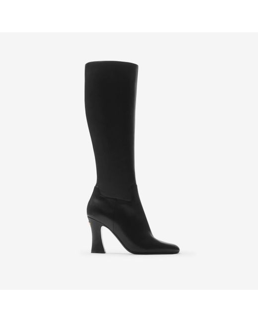 Burberry Black Leather Trinket High Boots
