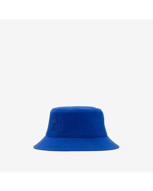 Burberry Blue Cotton Blend Bucket Hat for men
