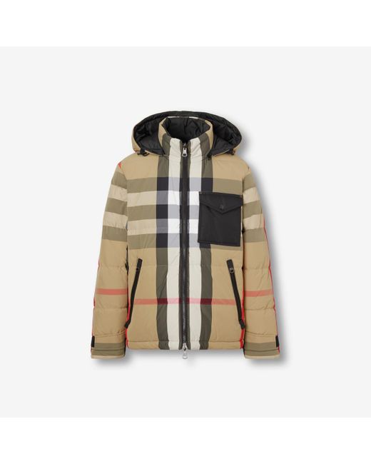 Doudoune à capuche réversible en nylon Check Burberry pour homme en coloris Natural