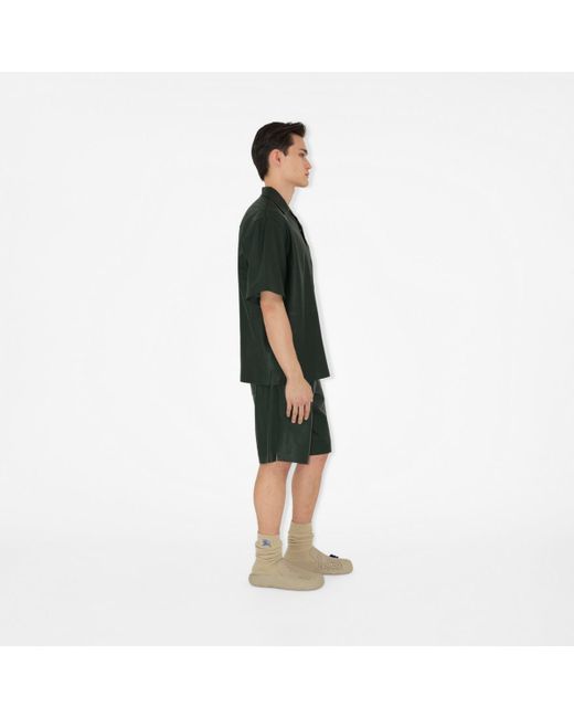 Burberry Green Leather Shorts for men
