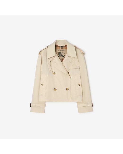 Burberry Natural Cropped Tropical Gabardine Mayfair Trench Jacket