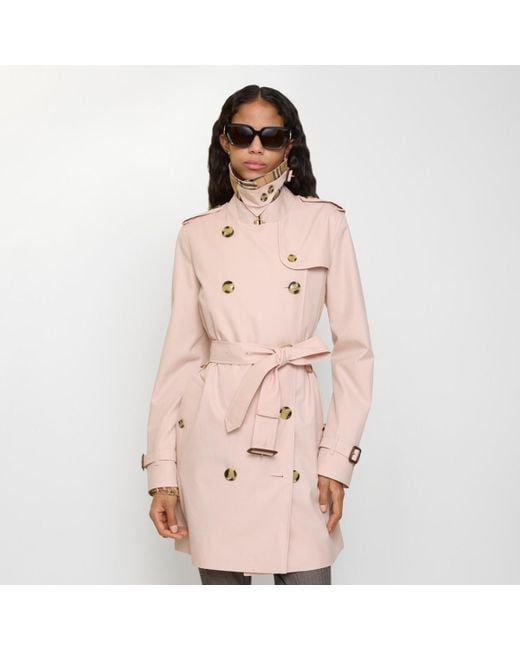 Burberry Pink Short Tropical Gabardine Kensington Trench Coat