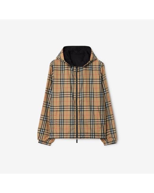 Burberry Brown Reversible Check Hooded Jacket for men