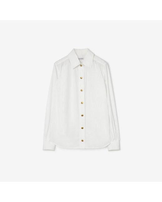 Burberry White Cotton Poplin Blouse
